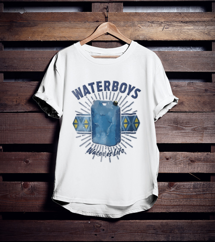 Waterboys Water Is Life Blue Container Geometric Sunburst T-Shirt