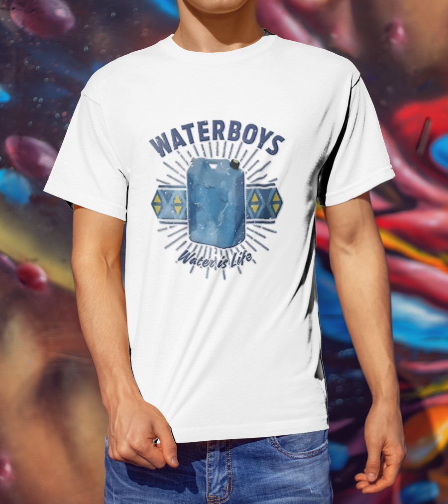 Waterboys Water Is Life Blue Container Geometric Sunburst T-Shirt