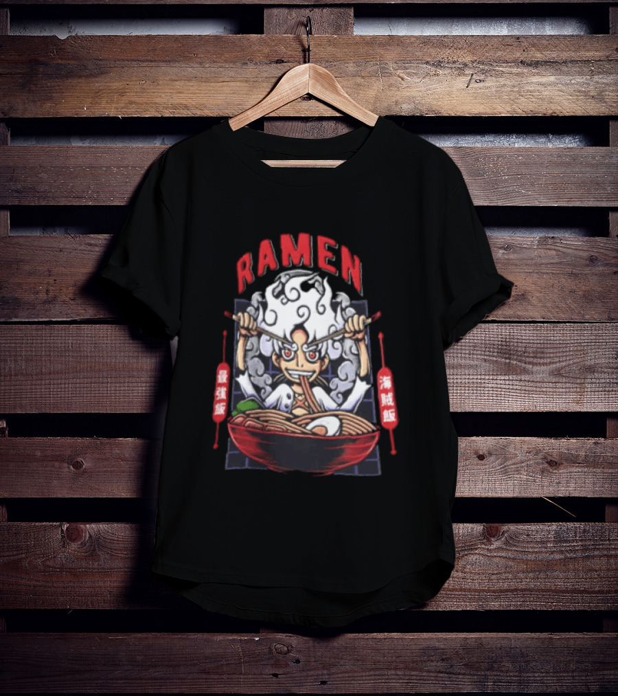 Ramen Pirate With Chopsticks Eating Noodles Anime T-Shirt