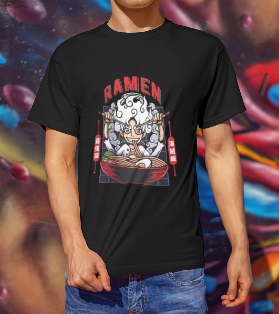 Ramen Pirate With Chopsticks Eating Noodles Anime T-Shirt