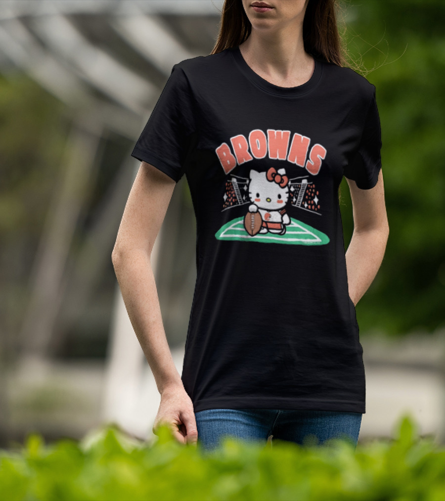 Hello Kitty Football Collaboration With Cleveland Browns T-Shirt