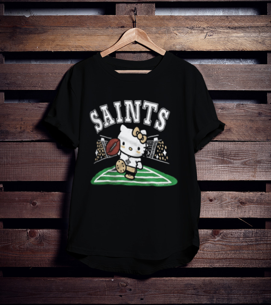 Hello Kitty New Orleans Saints Football Mascot Fan Gear T-Shirt