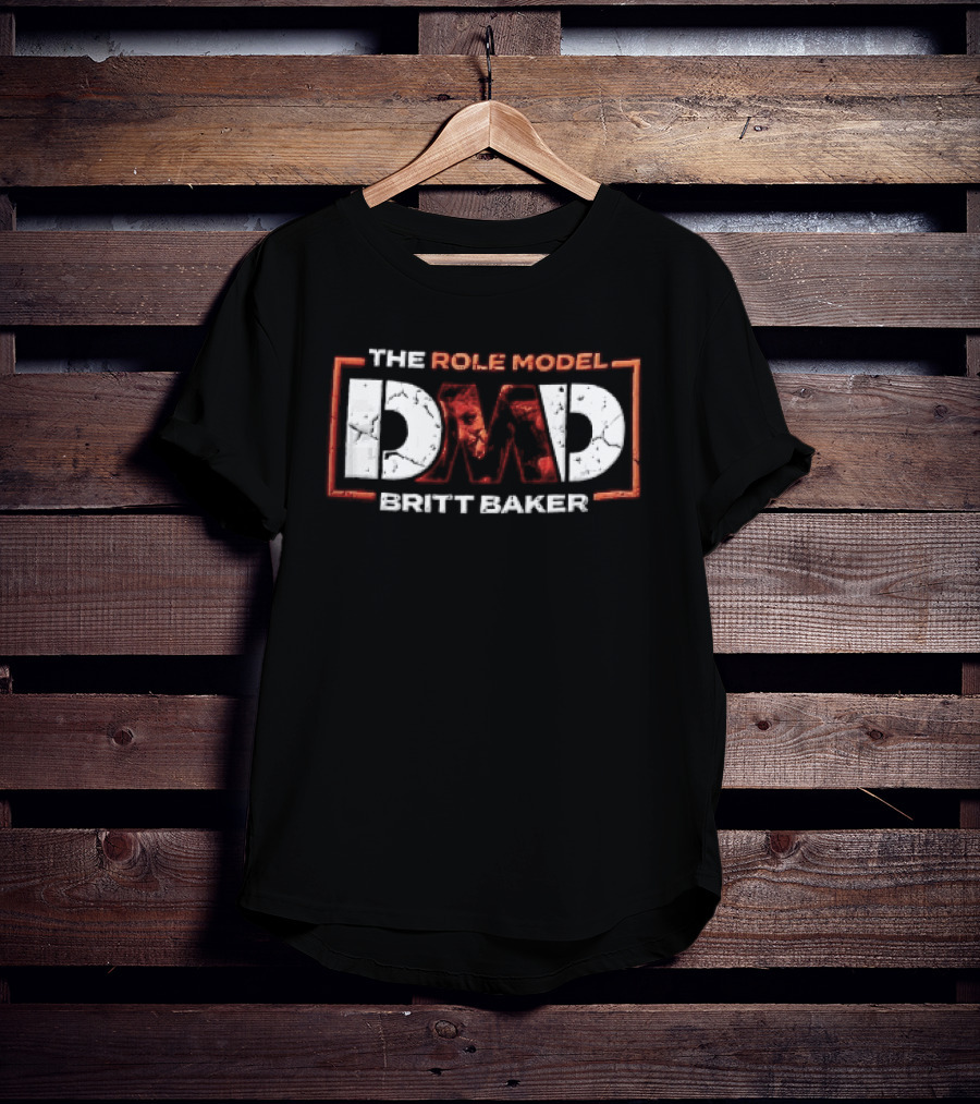 The Role Model DMD Britt Baker Wrestler Photo Inset Orange Box Frame Stencil T-Shirt