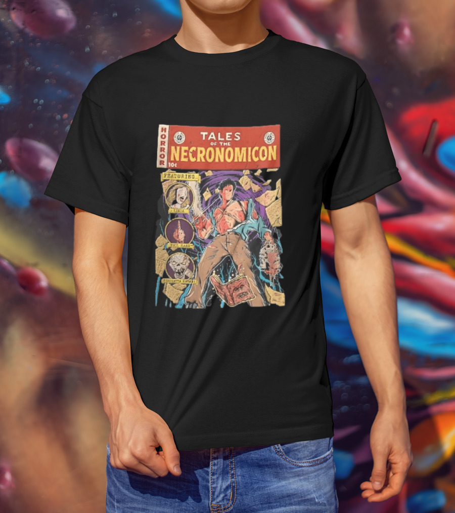 Tales Of The Necronomicon Horror Featuring Ash Williams Evil Dead Comic Book Bruce Campbell Linda Henrietta Knowby T-Shirt