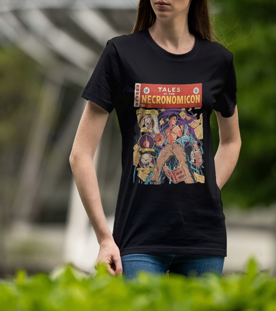 Tales Of The Necronomicon Horror Featuring Ash Williams Evil Dead Comic Book Bruce Campbell Linda Henrietta Knowby T-Shirt