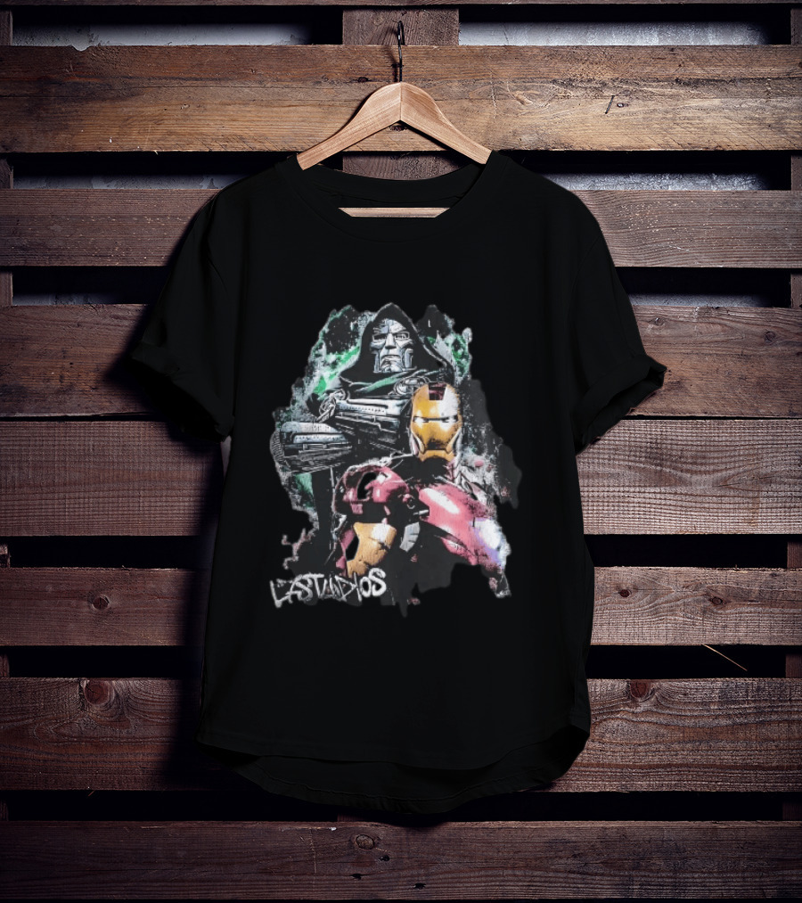 Lastudios Doctor Doom Iron Man Comic Book Dark Green Grunge T-Shirt