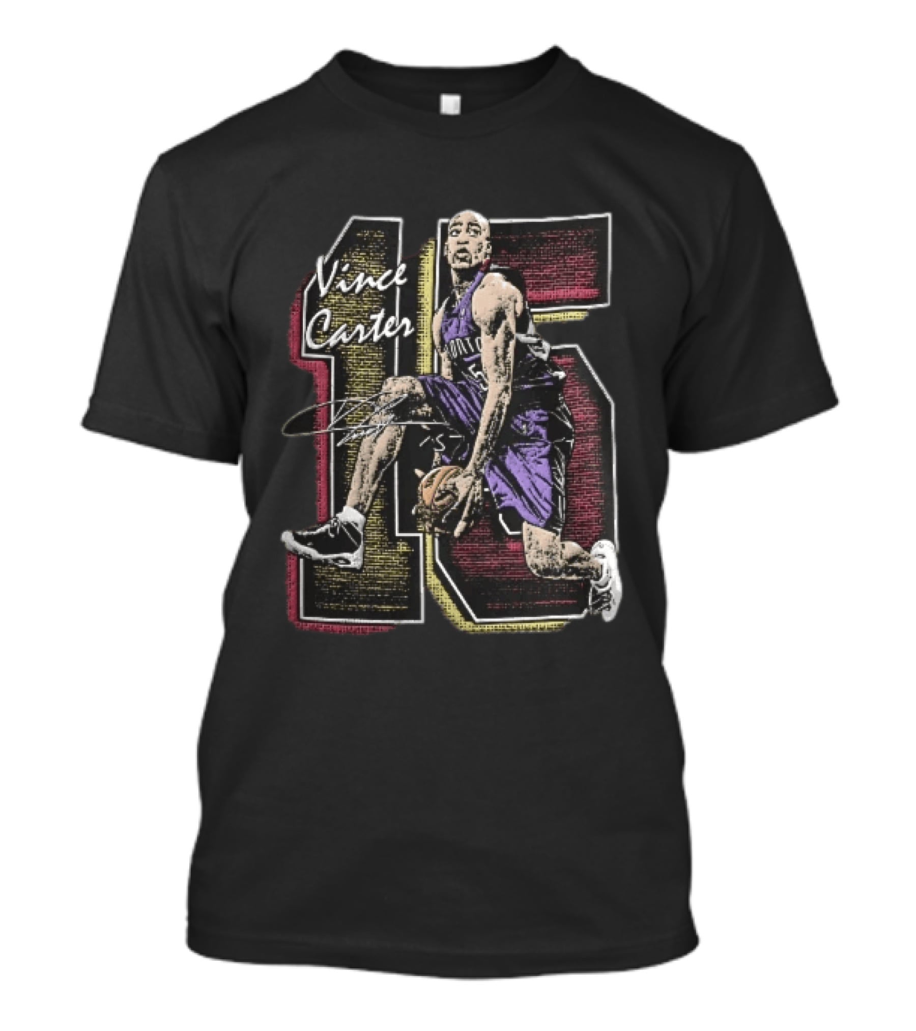 Vince Carter Toronto Raptors Number 15 Dunking Action Grunge T-Shirt