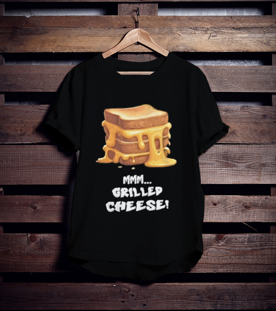Mmm Grilled Cheese Melting Dripping Stacked Sandwiches Cartoon T-Shirt