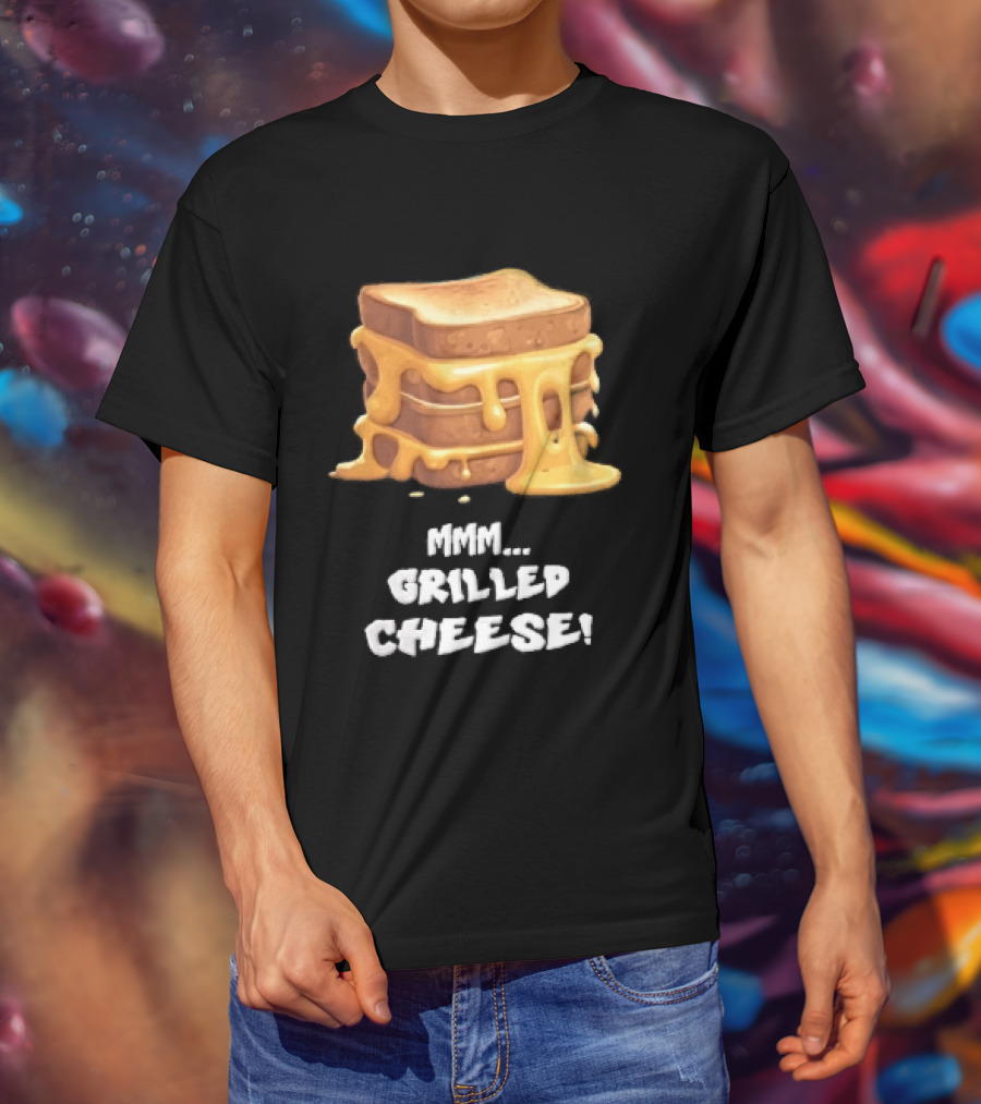 Mmm Grilled Cheese Melting Dripping Stacked Sandwiches Cartoon T-Shirt