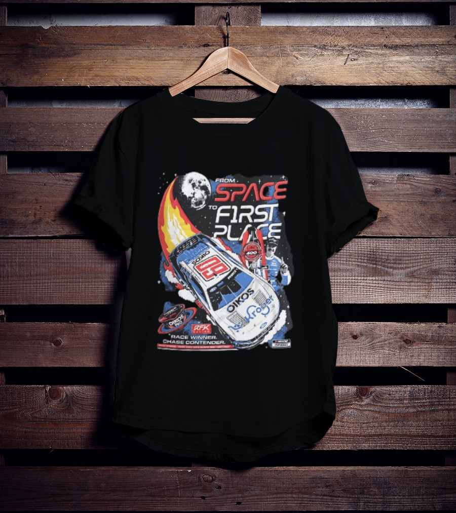 NASCAR From Space To First Place Ryan Preece RFK 2023 Race Winner Moon Flames Oikos 400 T-Shirt