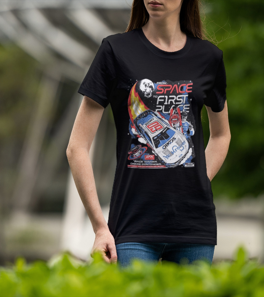 NASCAR From Space To First Place Ryan Preece RFK 2023 Race Winner Moon Flames Oikos 400 T-Shirt