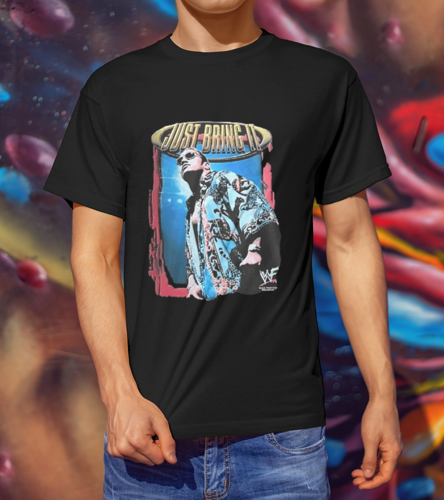 World Wrestling Federation Just Bring It Dwayne The Rock Johnson Sunglasses T-Shirt