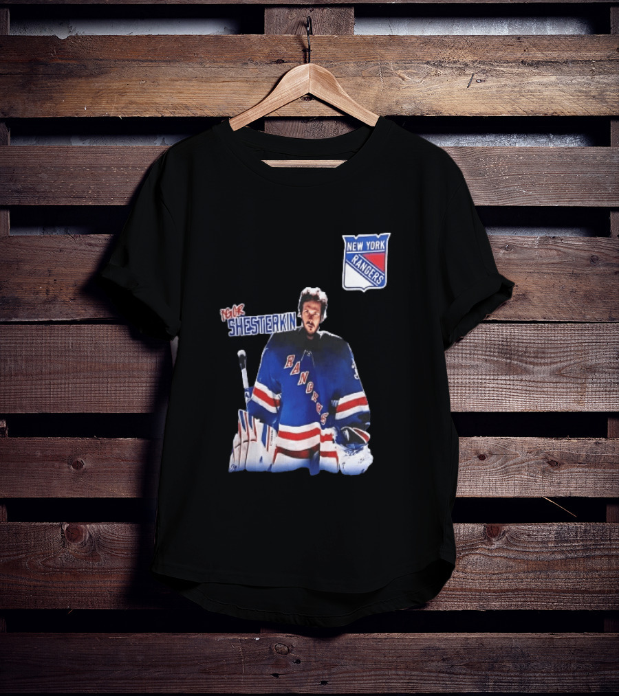 New York Rangers Igor Shesterkin NHL Goaltender Blue Uniform T-Shirt