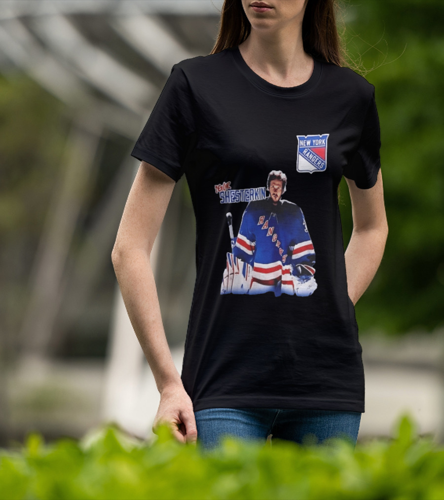 New York Rangers Igor Shesterkin NHL Goaltender Blue Uniform T-Shirt
