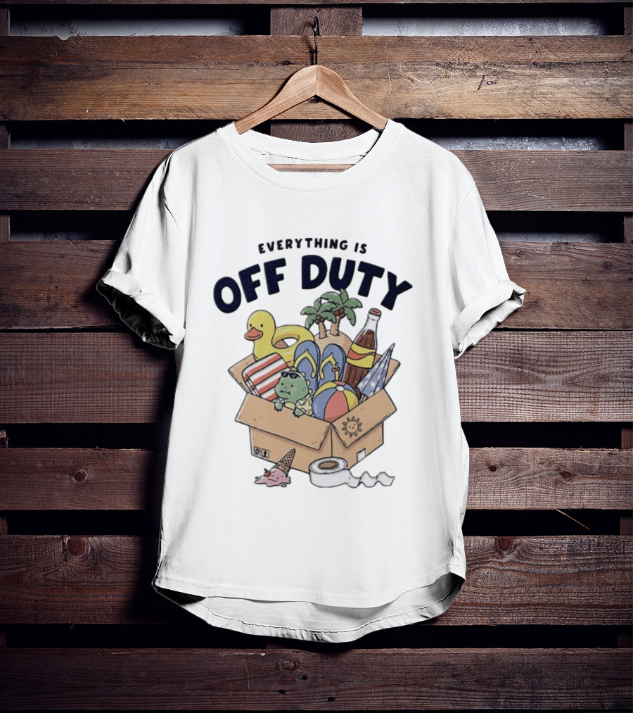 Everything Is Off Duty Cartoon Turtle And Beach Box T-Shirt