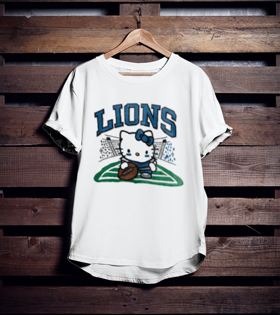Hello Kitty Detroit Lions Football Collaboration T-Shirt