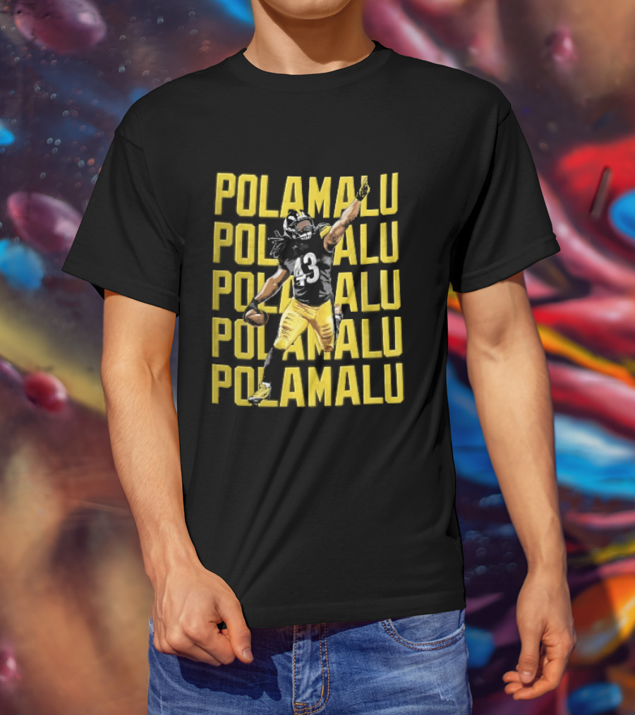 Pittsburgh Steelers Troy Polamalu Football Action Yellow Polamalu T-Shirt