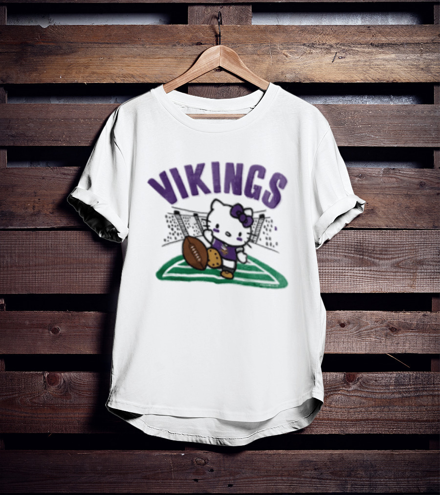 Hello Kitty Vikings Football Collaboration Kickoff T-Shirt