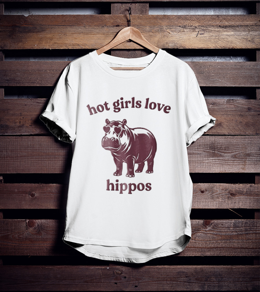 Hot Girls Love Hippos With Heart Glasses T-Shirt