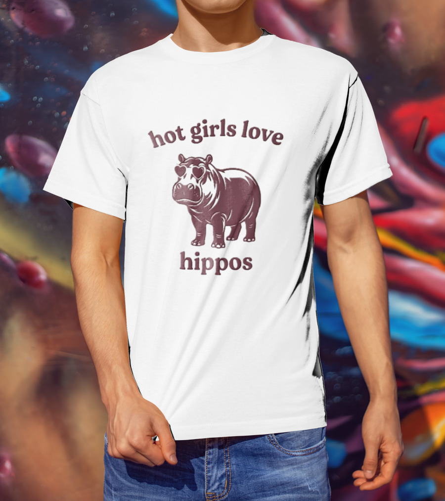 Hot Girls Love Hippos With Heart Glasses T-Shirt