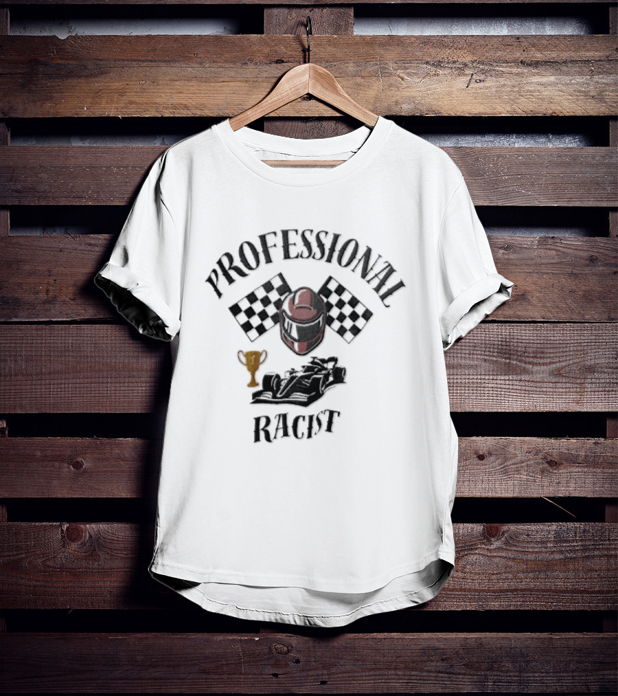 Professional Racer Red Racing Helmet Checkered Flags Trophy Formula One Car T-Shirt