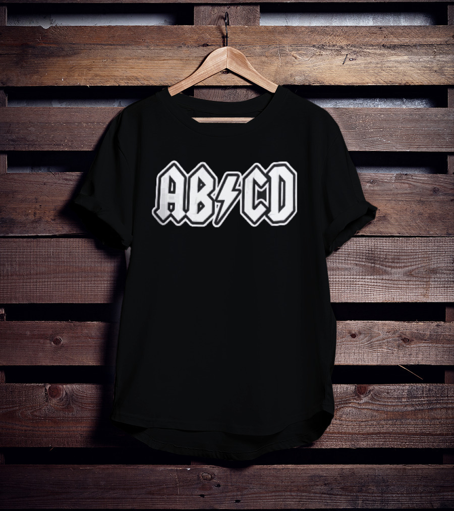 AB CD Heavy Metal Band Font Lightning Bolt T-Shirt