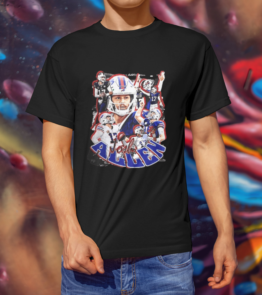 Buffalo Bills Josh Allen Action Collage Football Player T-Shirt