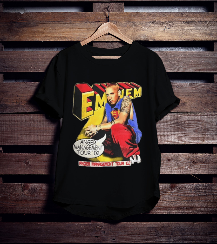 Eminem Anger Management Tour 02 Superman Tattoo 3D Block Letters Vintage 2000s T-Shirt
