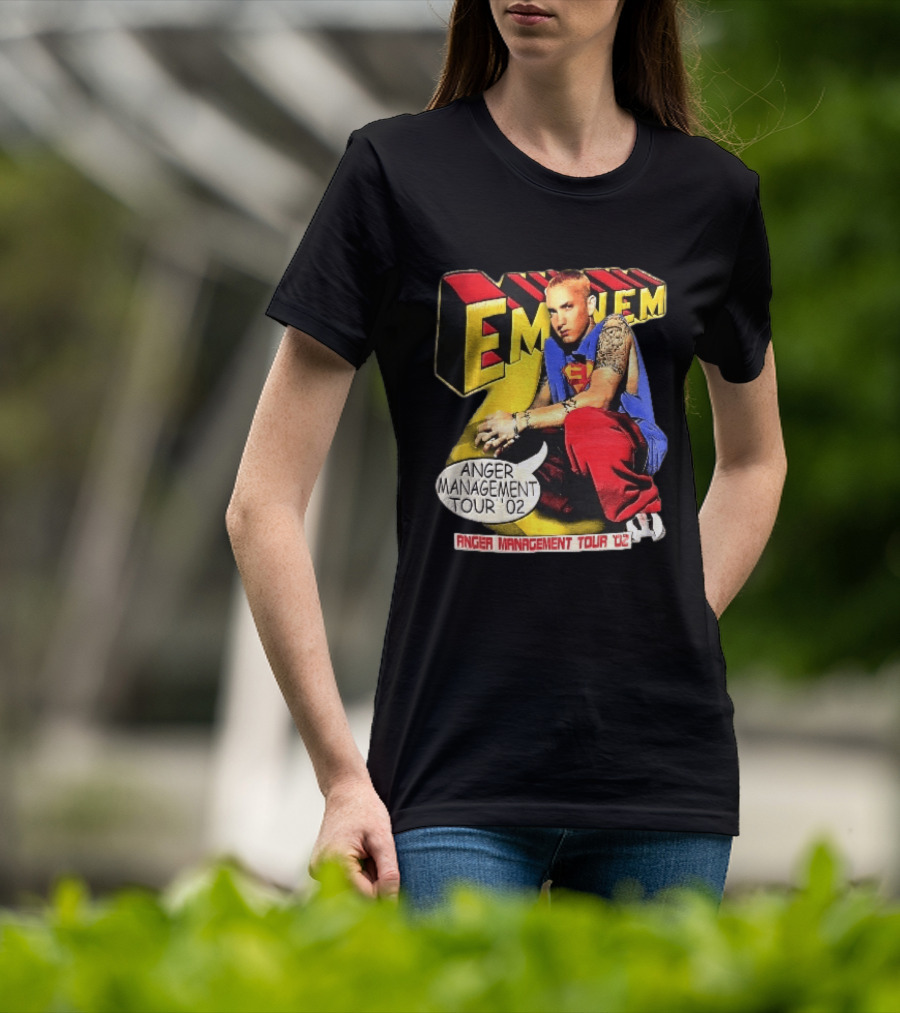 Eminem Anger Management Tour 02 Superman Tattoo 3D Block Letters Vintage 2000s T-Shirt