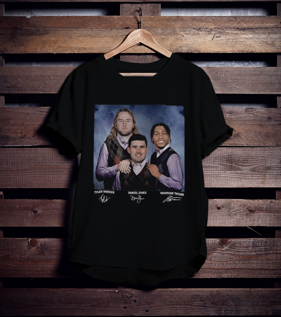 Indianapolis Football Step Bros Jonathan Taylor Daniel Jones Tyler Warren T-Shirt