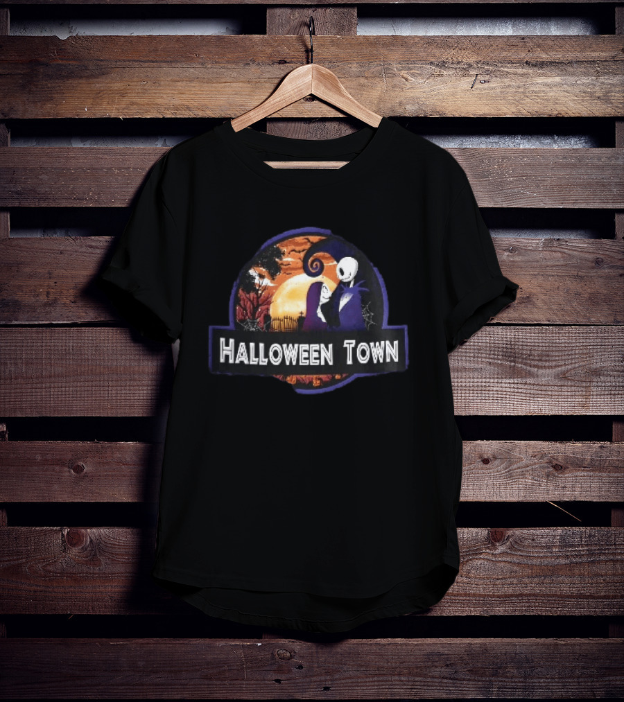 Halloween Town Jack And Sally Graveyard Scene Moonlit T-Shirt