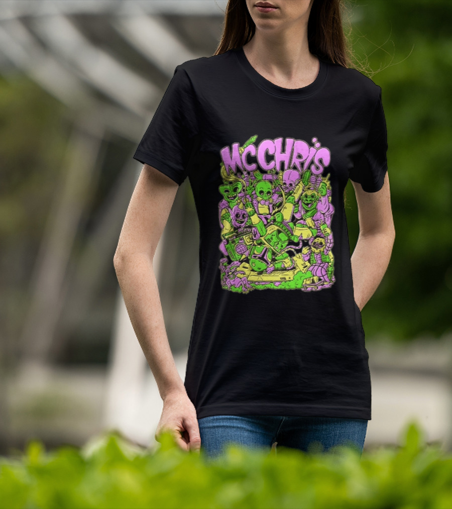 MC Chris Cartoon Characters Party Alien Boombox Fun T-Shirt