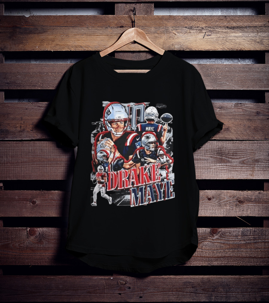Drake Maye New England Patriots Player Football Action Collage T-Shirt
