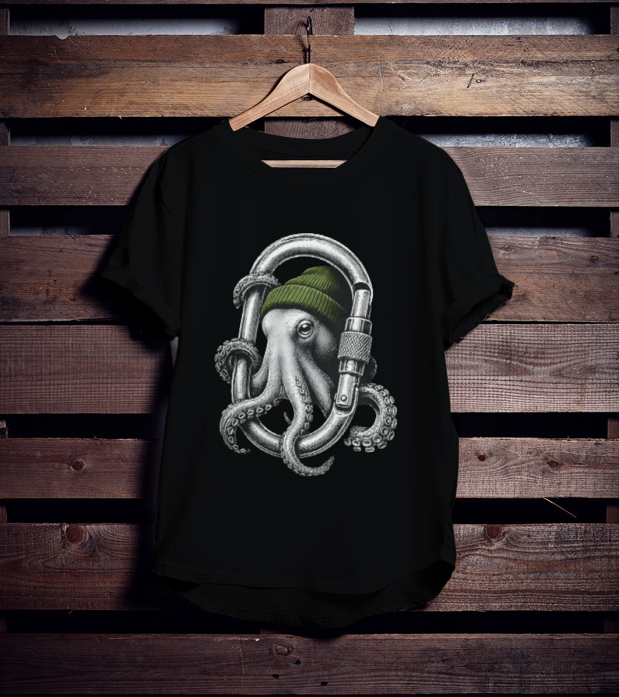 Octopus With Beanie Inside Carabiner T-Shirt