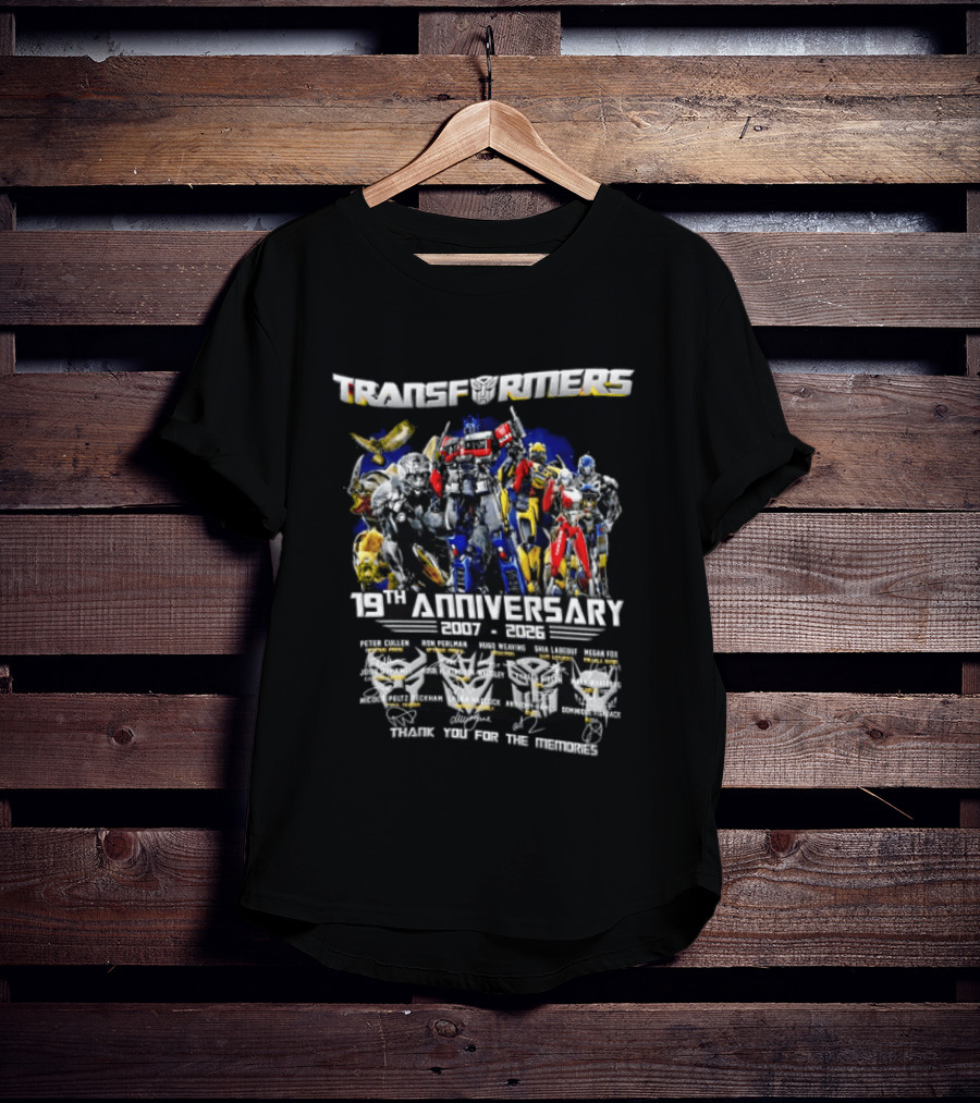 Transformers 19th Anniversary 2007 2026 Thank You For The Memories Featuring Optimus Prime Bumblebee Autobots T-Shirt
