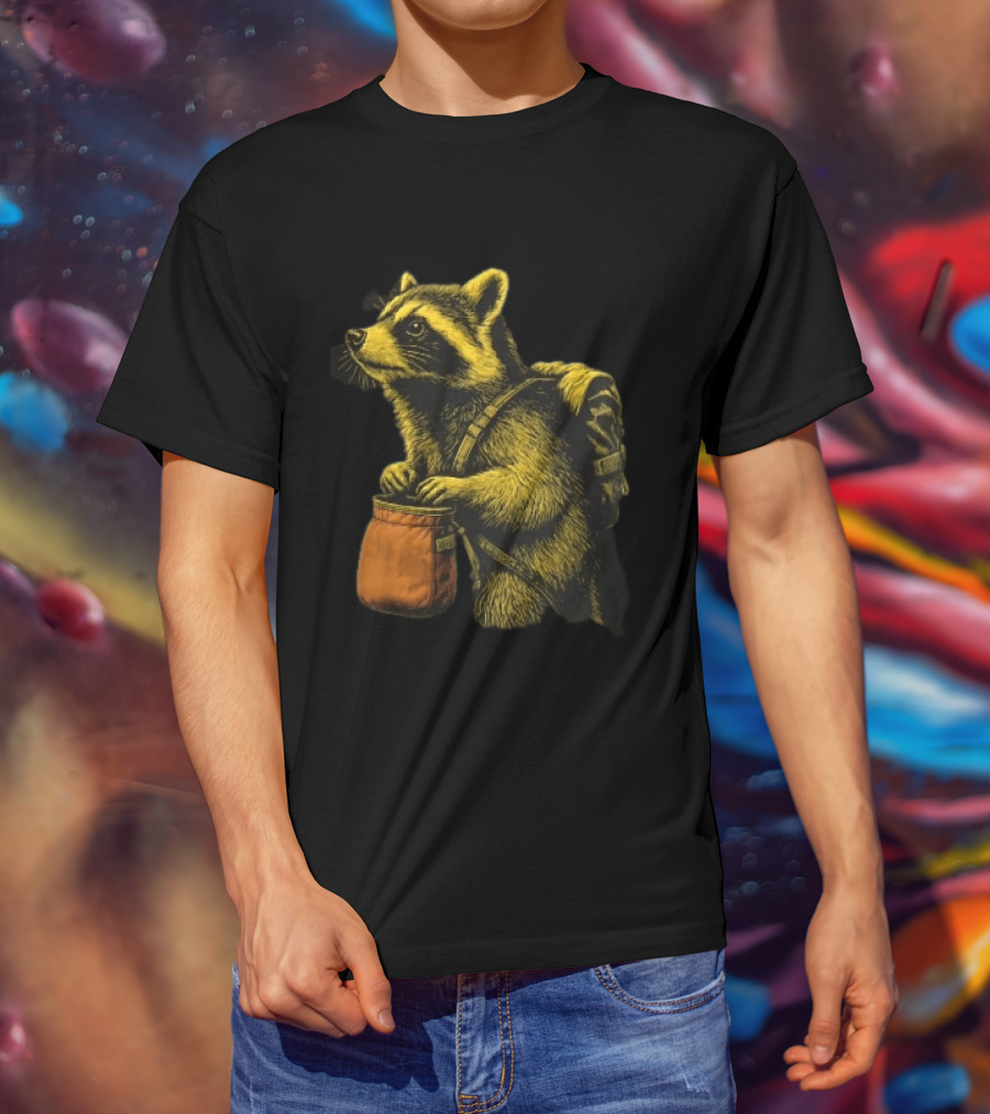 Raccoon Adventure Backpacking Chalk Bag Wildlife T-Shirt