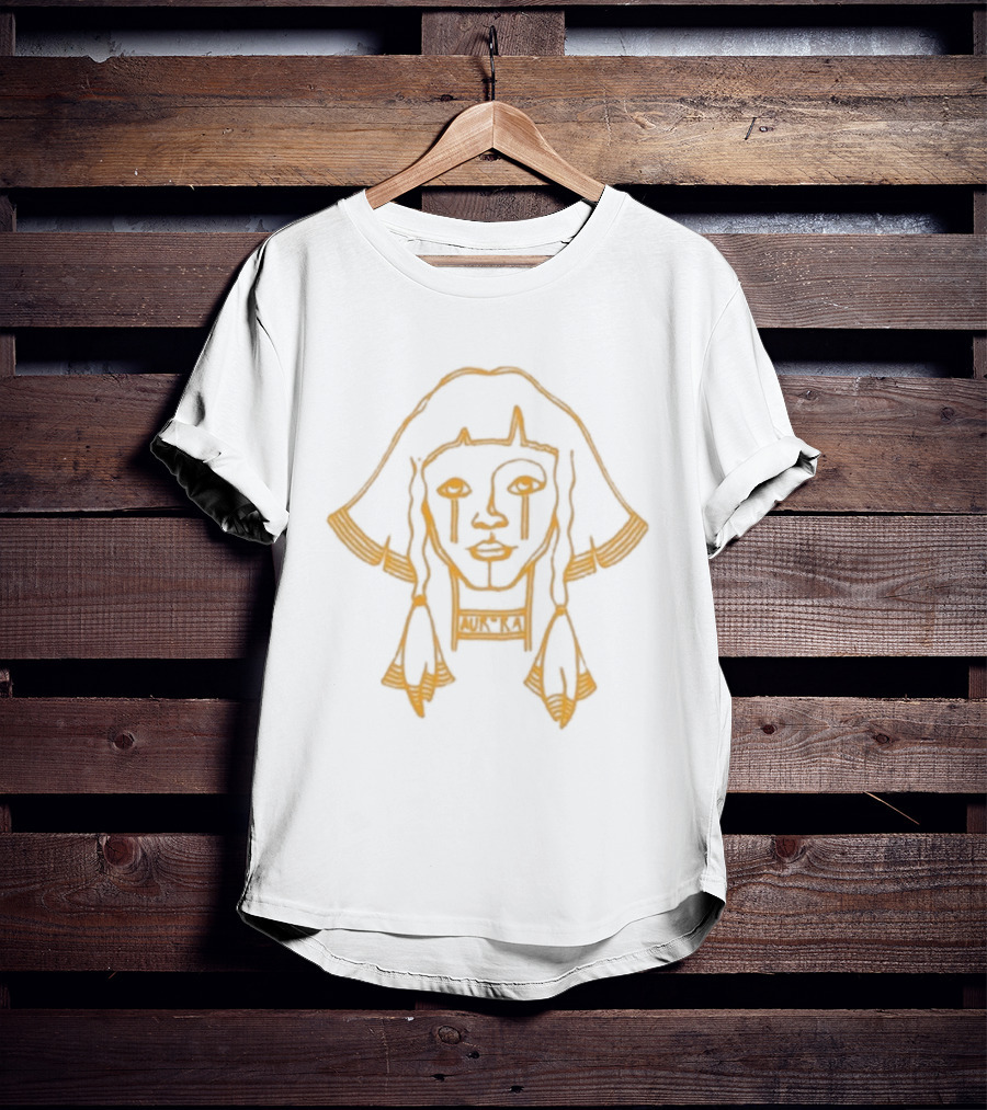 Aurora Ethereal Line Art Face Yellow T-Shirt