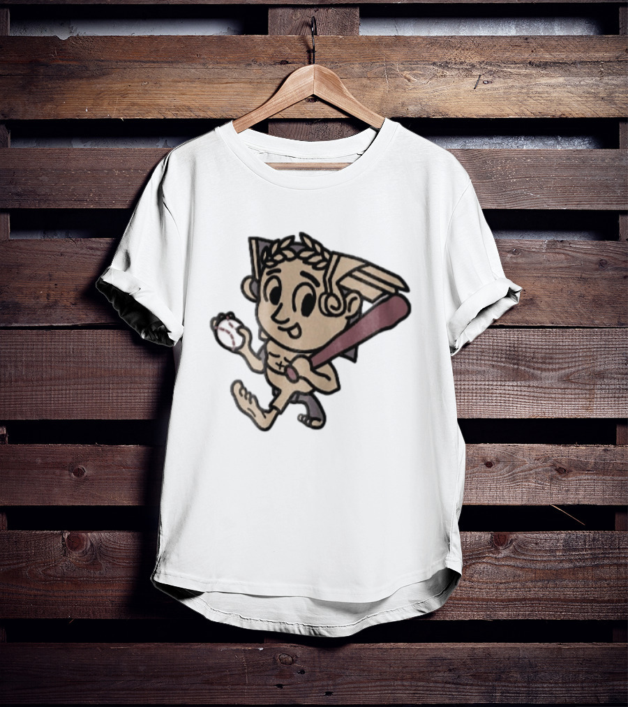 Baseball Player Running With Bat In Hand Cartoon T-Shirt
