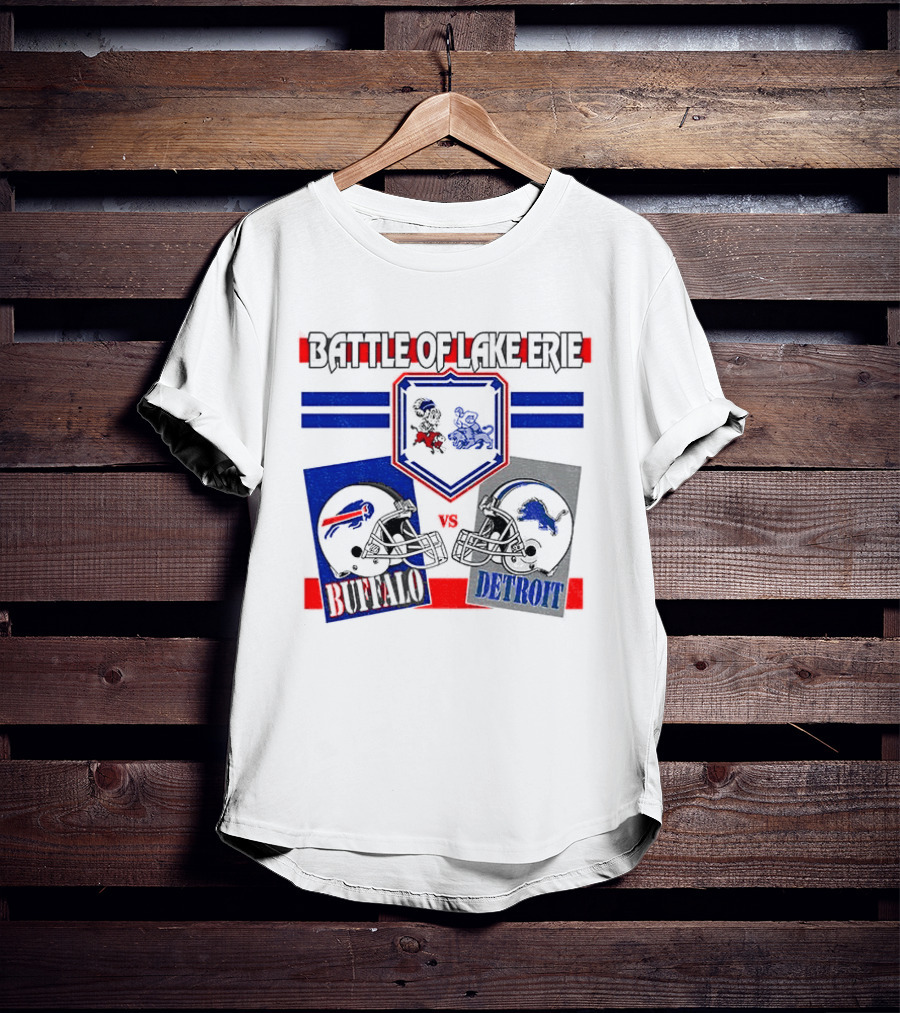 Battle Of Lake Erie Buffalo And Detroit Football Helmets T-Shirt