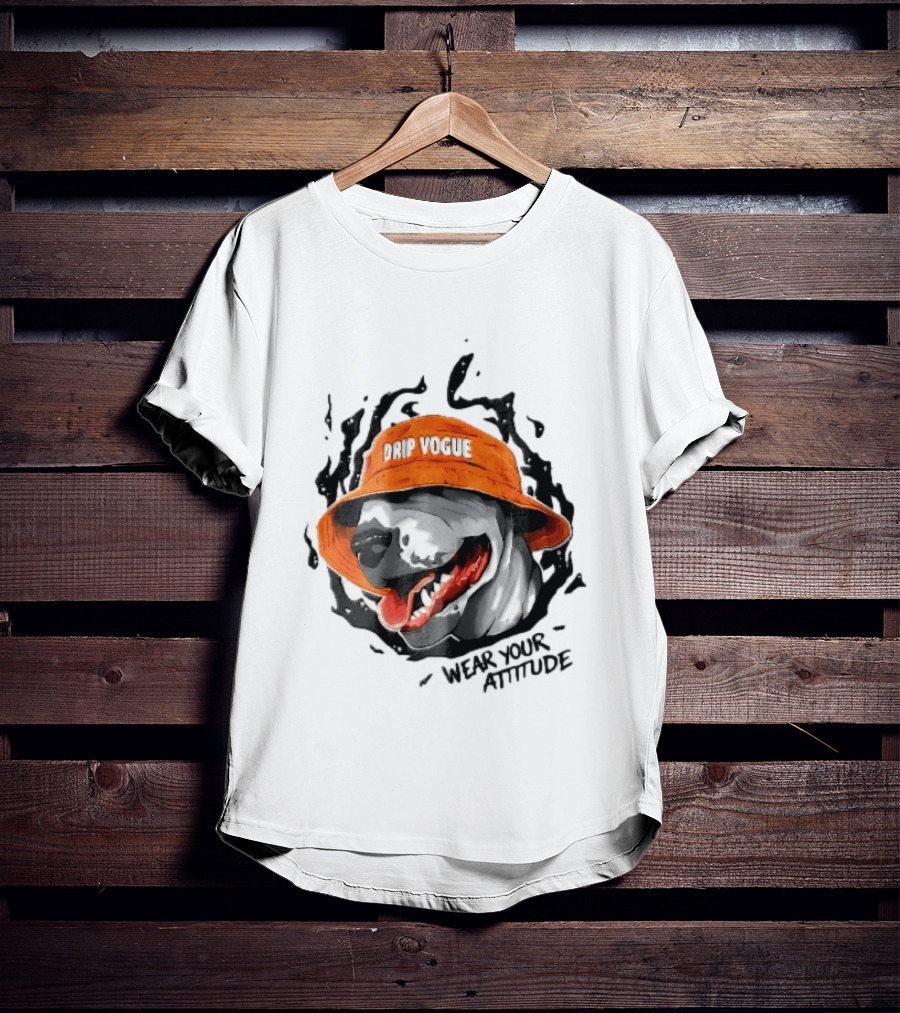 Drip Vogue Wear Your Attitude Dog Bucket Hat Trendy T-Shirt