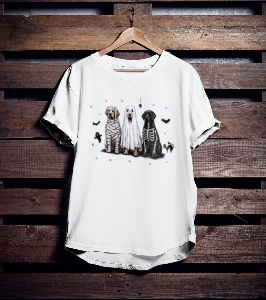 Labrador Retriever Mummy Ghost Skeleton Halloween Costume Dogs T-Shirt