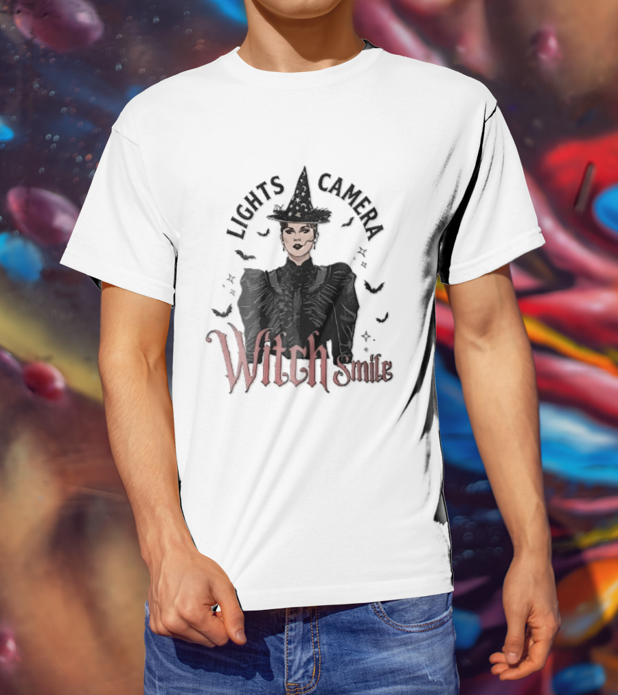 Lights Camera Witch Smile Horror Movie Halloween Magic T-Shirt