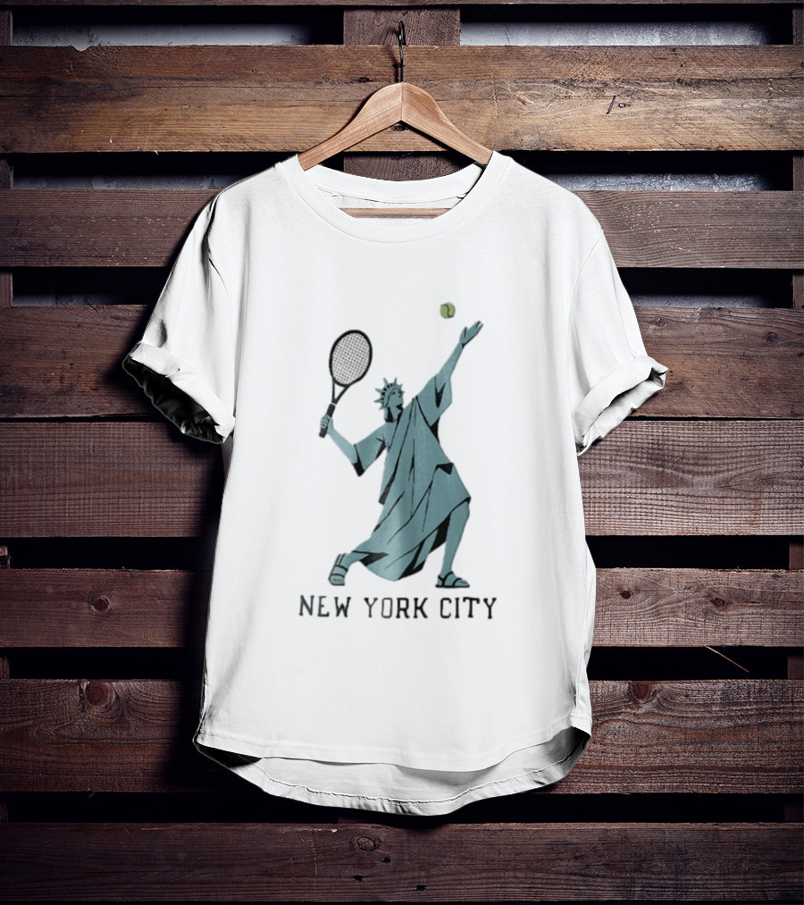 New York City Statue Of Liberty Playing Tennis T-Shirt