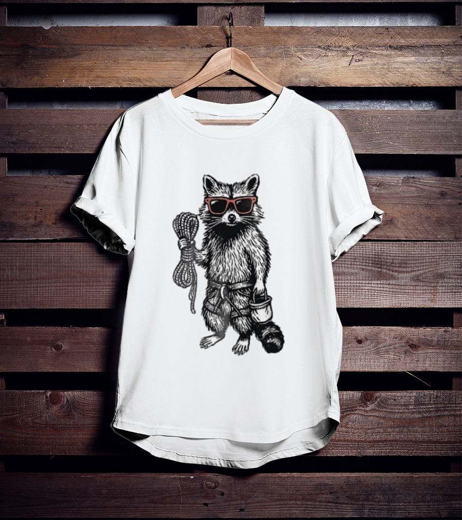 Raccoon Climber Rope Chalk Bag Sunglasses T-Shirt