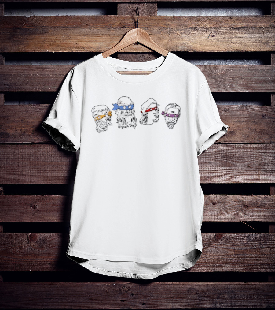 Renaissance Sculpture Meets Ninja Turtle Masks Faces Fusion T-Shirt