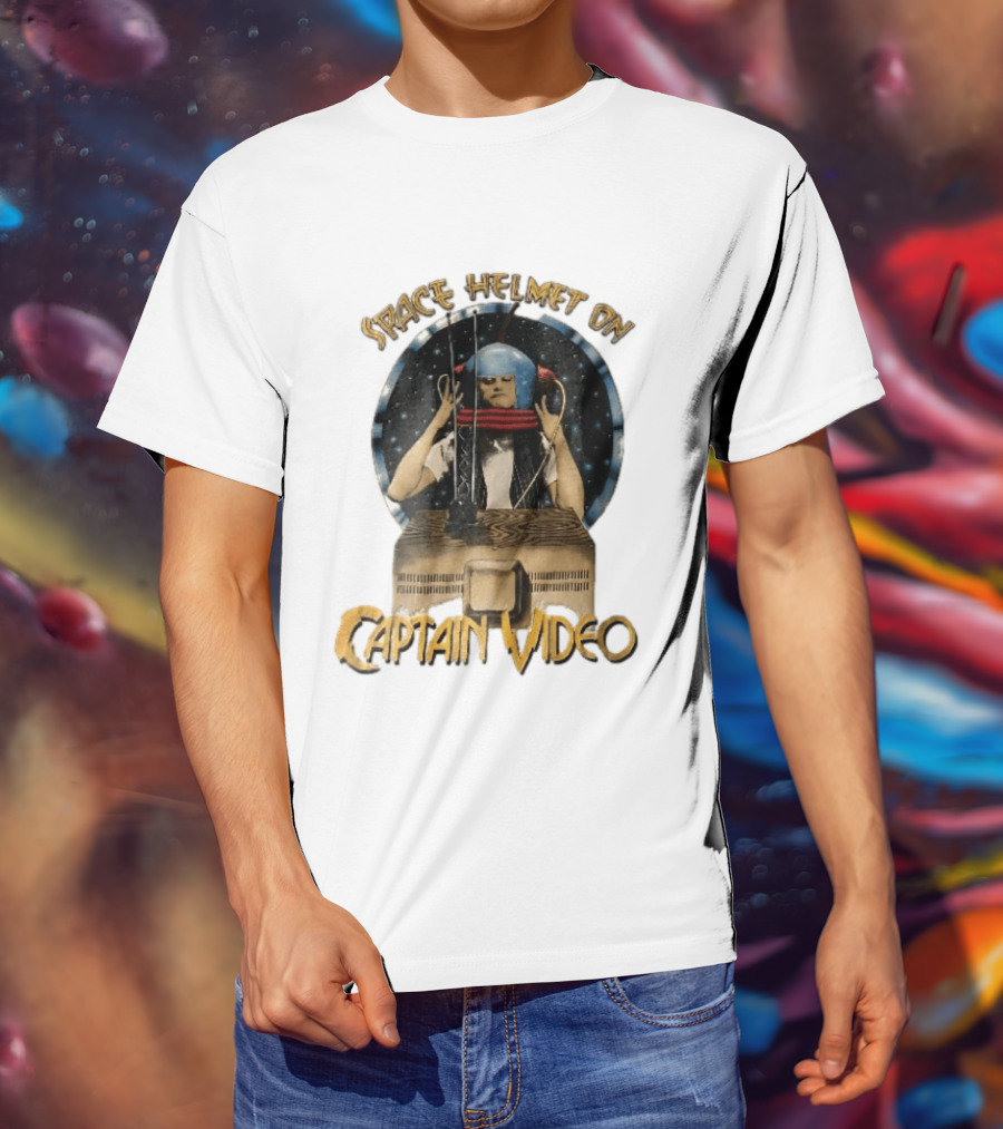 Space Helmet On Captain Video Retro Sci Fi Adventure T-Shirt