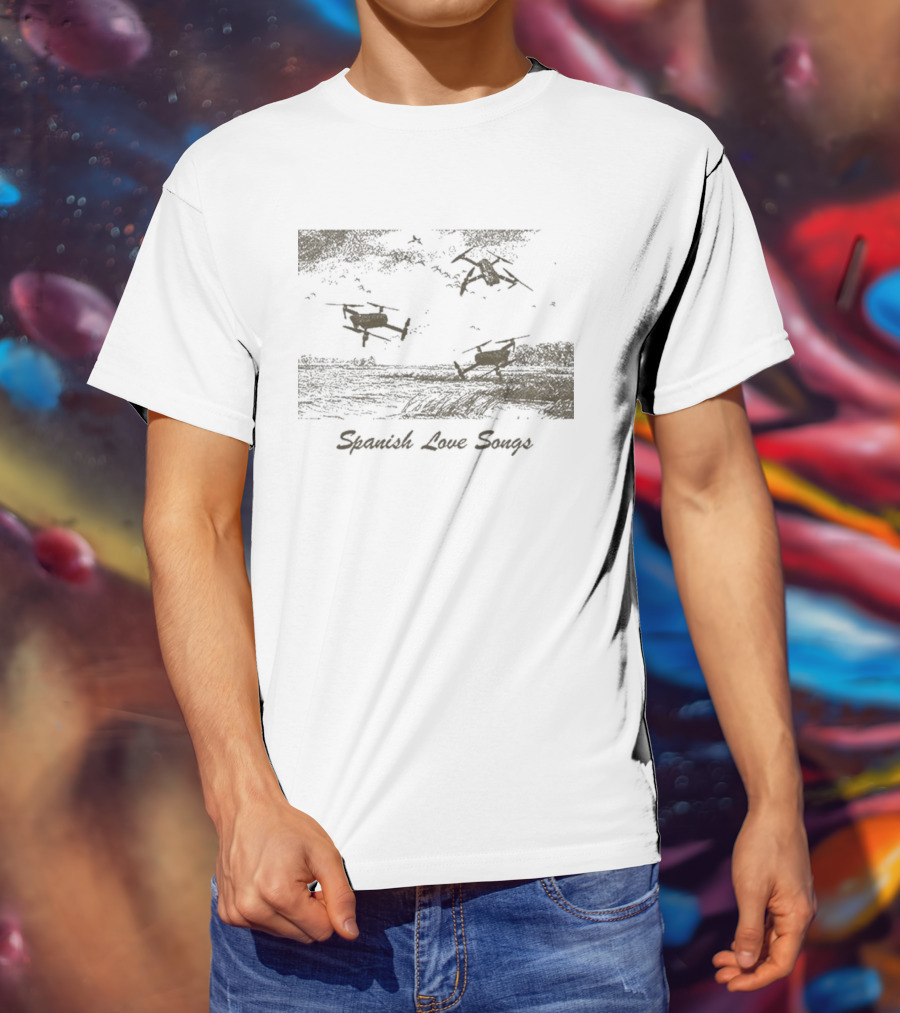 Spanish Love Songs Drone Scenic Landscape With Flying Drones T-Shirt