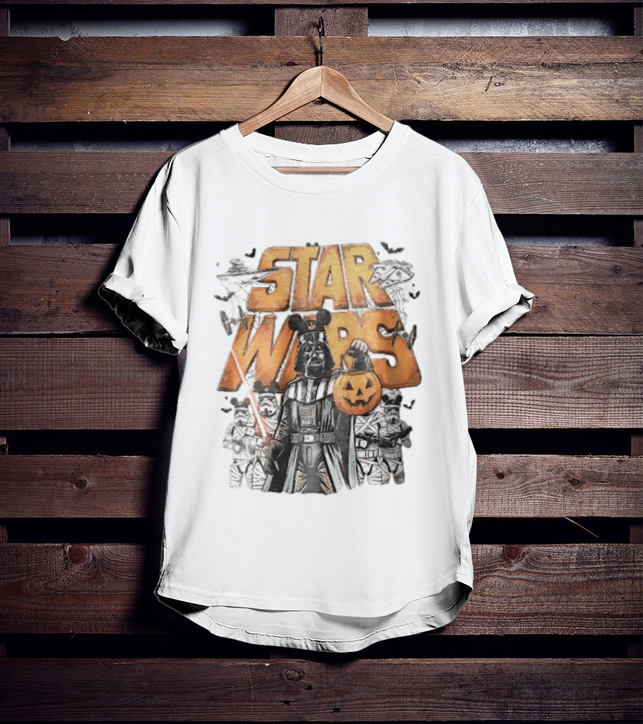 Star Wars Darth Vader Mickey Ears Stormtroopers Halloween Pumpkin T-Shirt