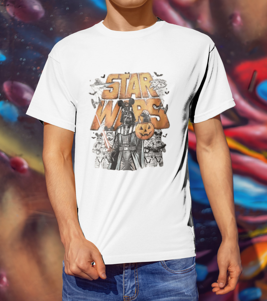 Star Wars Darth Vader Mickey Ears Stormtroopers Halloween Pumpkin T-Shirt