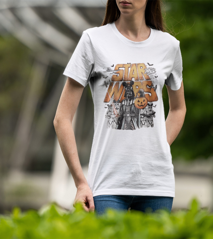 Star Wars Darth Vader Mickey Ears Stormtroopers Halloween Pumpkin T-Shirt